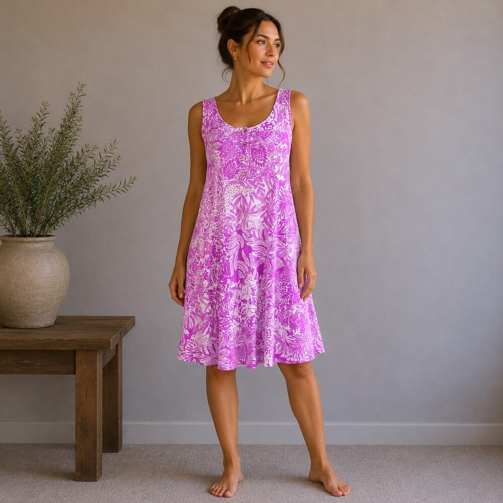 Lilly Pulitzer Magenta White Floral Sleeveless Dress Medium